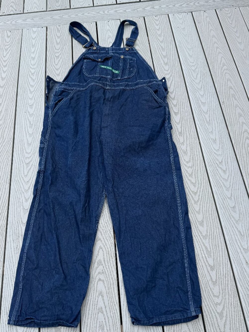 VTG Key Imperial Overalls Mens 42x29 Blue Denim Bib Carpenter Trucker WorkWear